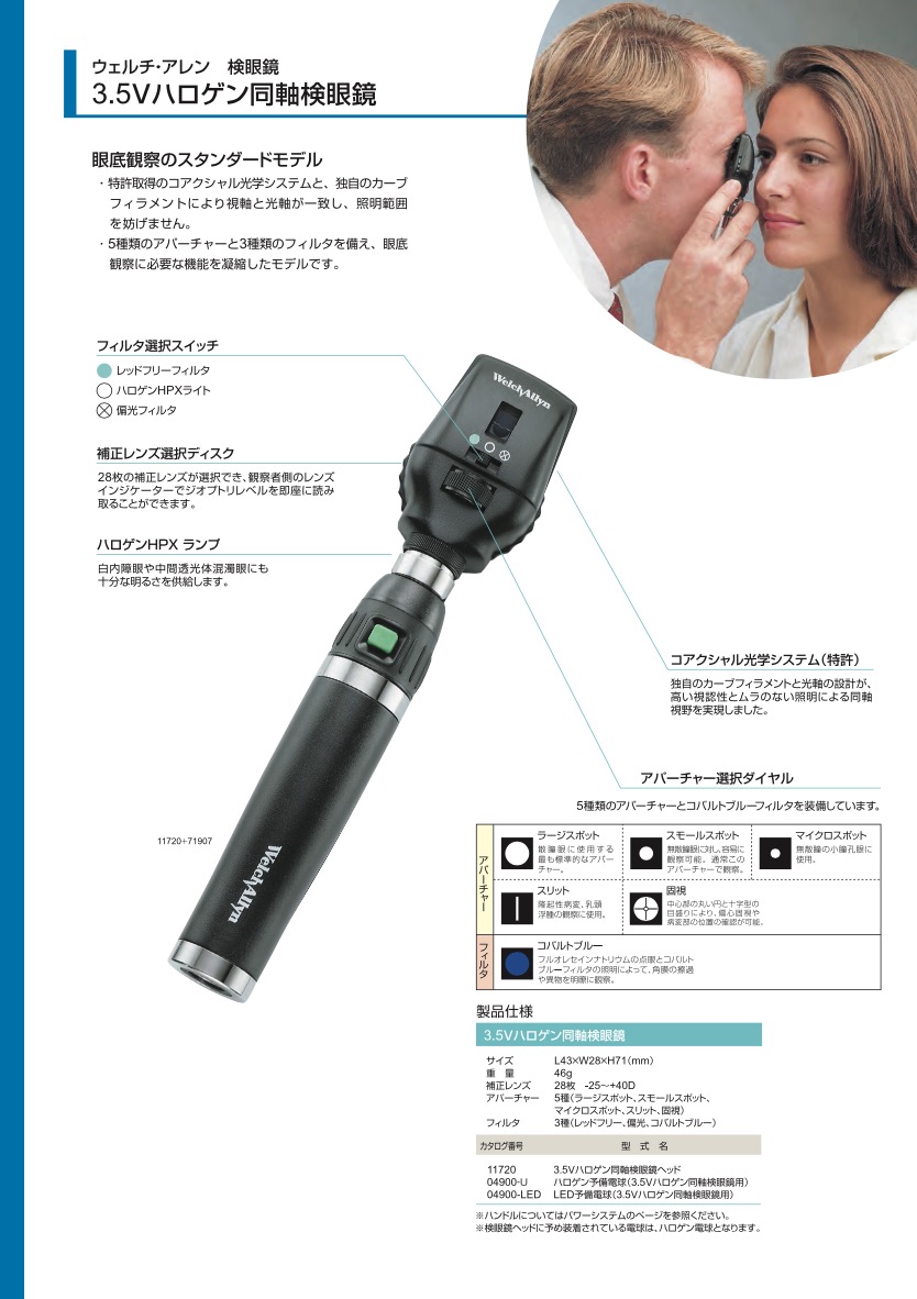 3.5V ハロゲン同軸検眼鏡 WA 11720 | 株式会社EMILUCK